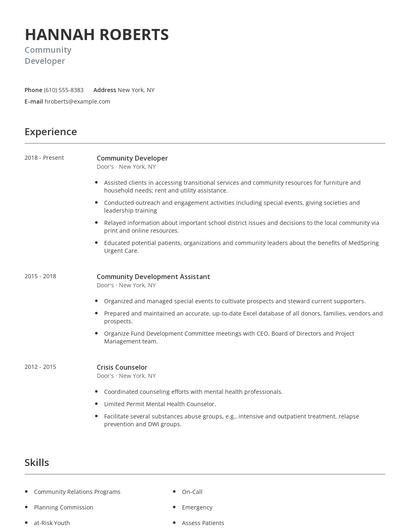 Community Developer Resume