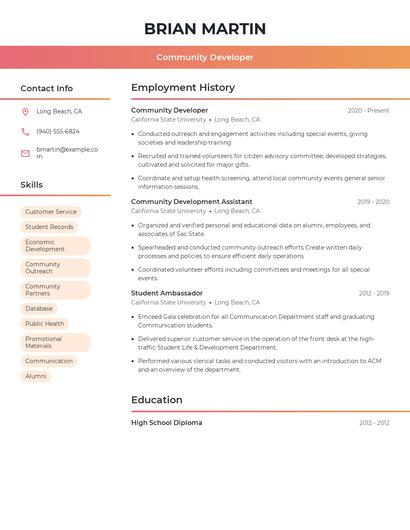 Community Developer Resume