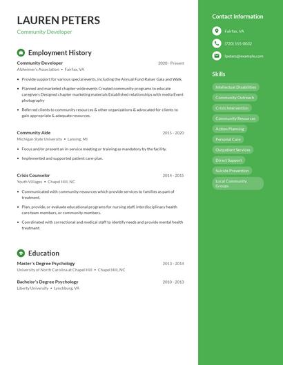 Community Developer Resume