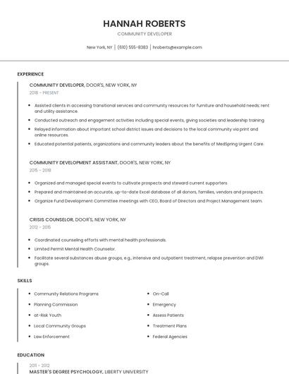 Community Developer Resume