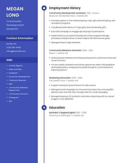 Community Development Assistant Resume