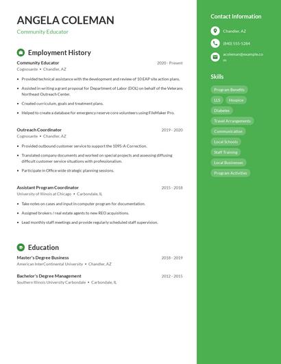 Resume example 5