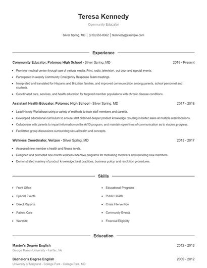 Resume example 1