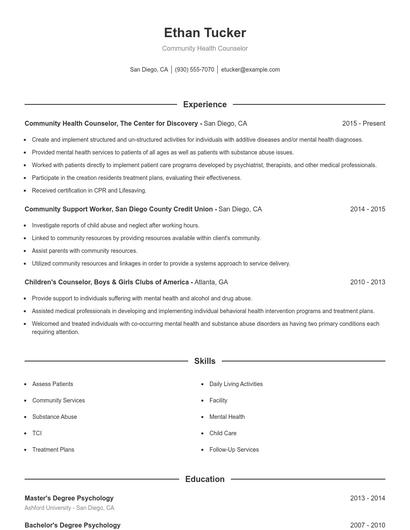 Resume example 1