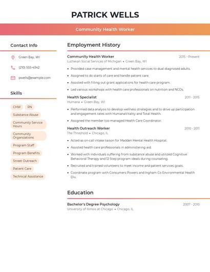 Community Health Worker Resume