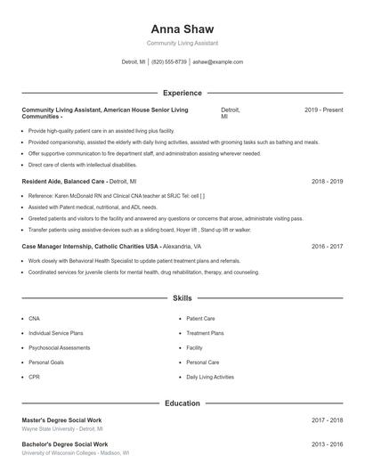 Resume example 1
