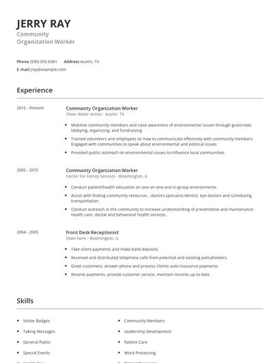 Community Organization Worker Resume