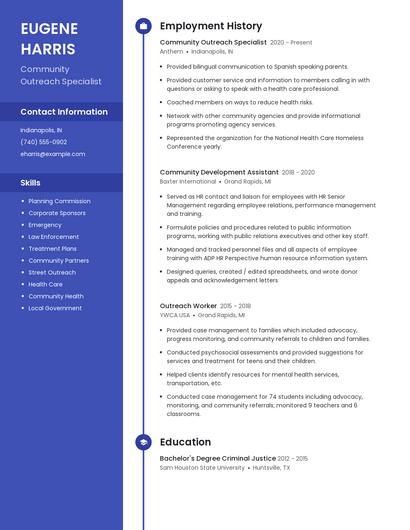 Community Outreach Specialist Resume