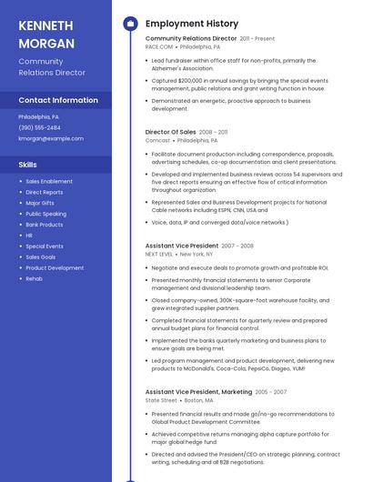 Community Relations Director Resume
