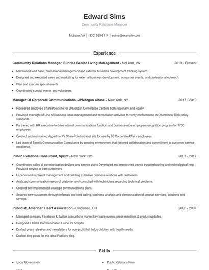 Resume example 1
