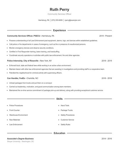 Resume example 1