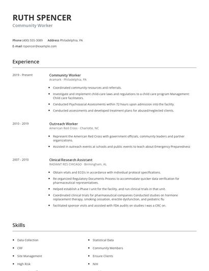 Community Worker Resume