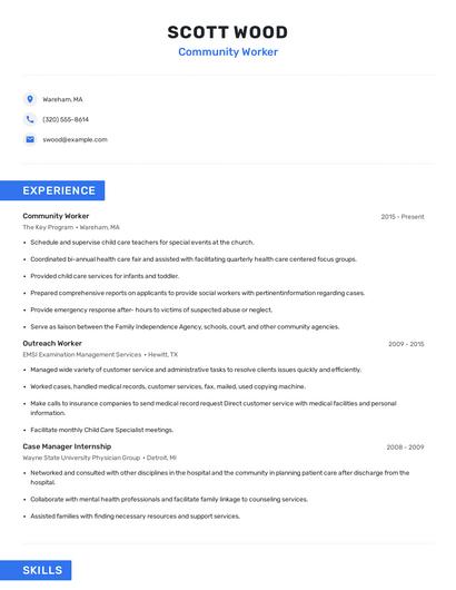 Community Worker Resume