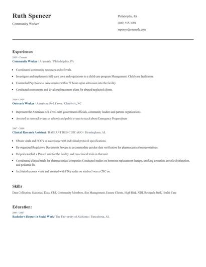 Community Worker Resume