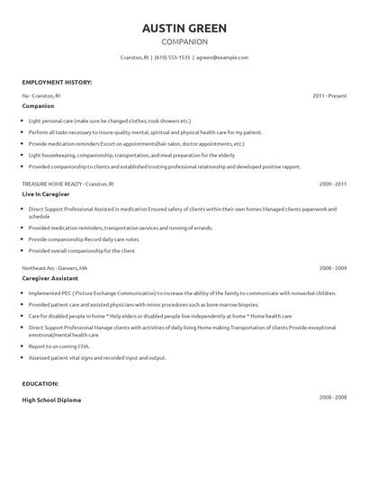 Companion Resume