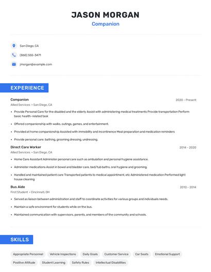 Companion Resume