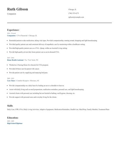 Companion Resume