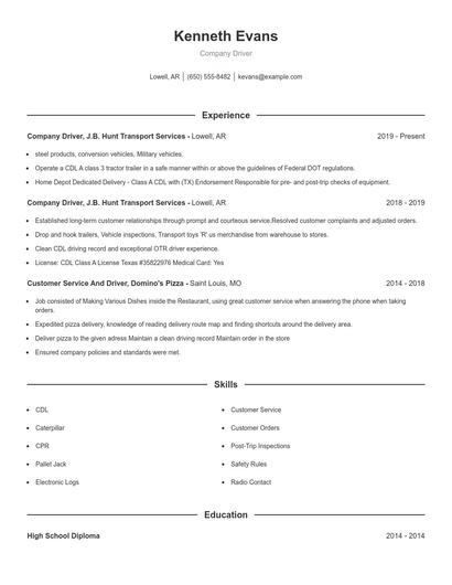 Resume example 1