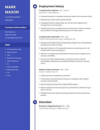 Compensation Adjuster Resume