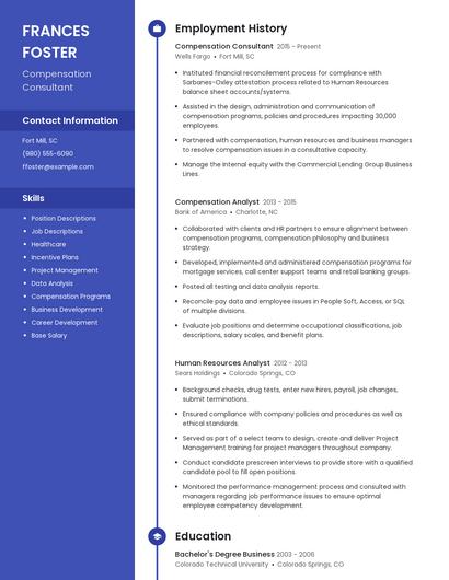 Compensation Consultant Resume