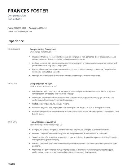 Compensation Consultant Resume