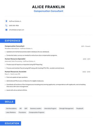 Compensation Consultant Resume