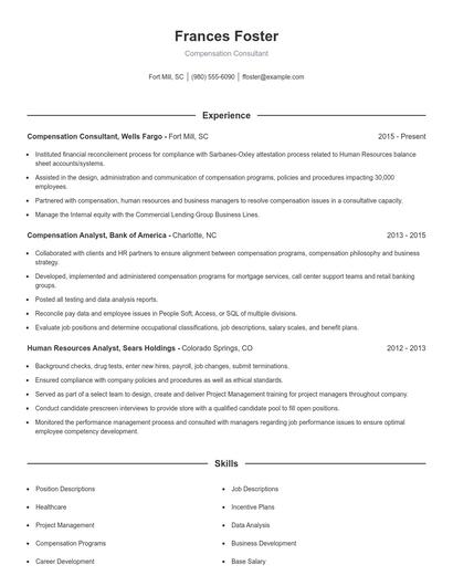 Compensation Consultant Resume