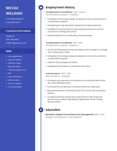 Compensation Coordinator Resume