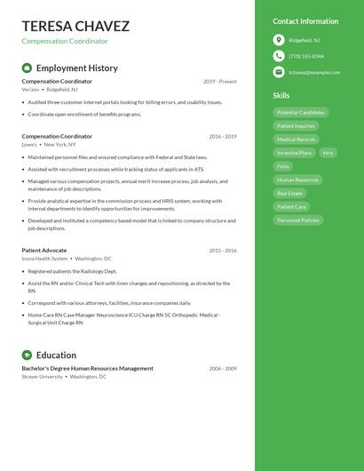 Compensation Coordinator Resume