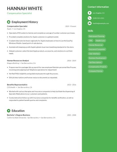 Compensation Specialist Resume