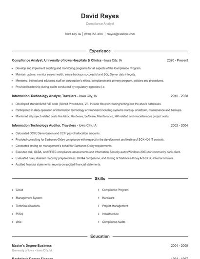 Resume example 1