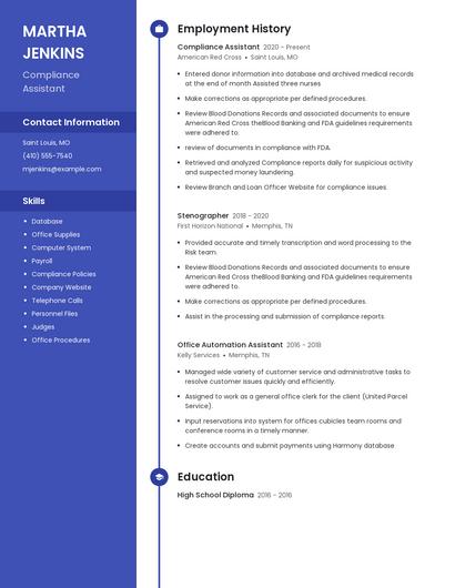 Compliance Assistant Resume