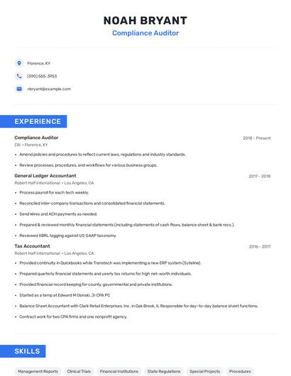 Compliance Auditor Resume