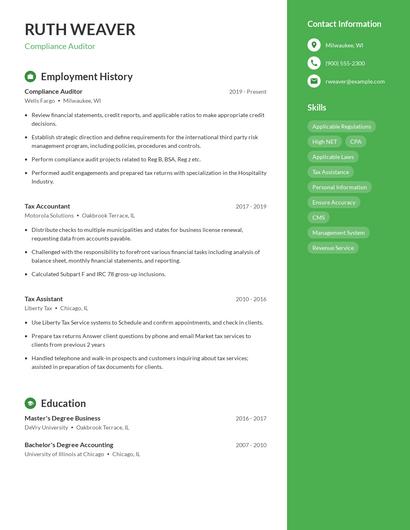 Compliance Auditor Resume