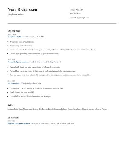 Compliance Auditor Resume