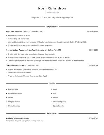 Resume example 1