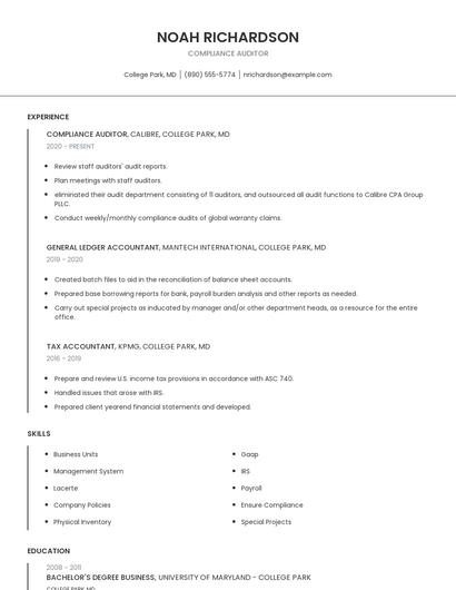 Compliance Auditor Resume