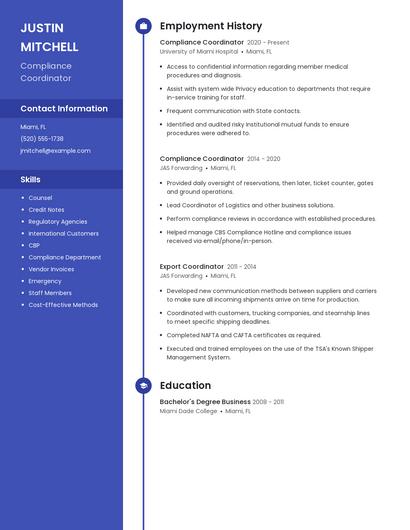 Compliance Coordinator Resume