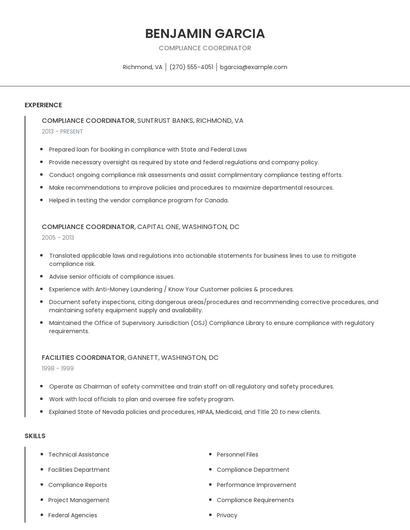 Compliance Coordinator Resume