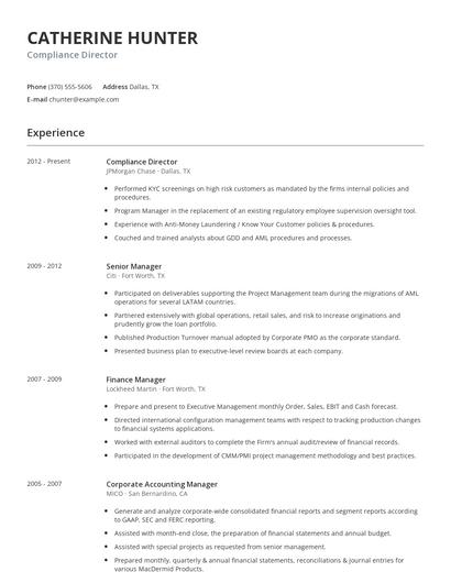 Compliance Director Resume