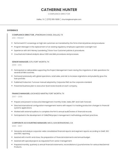 Compliance Director Resume