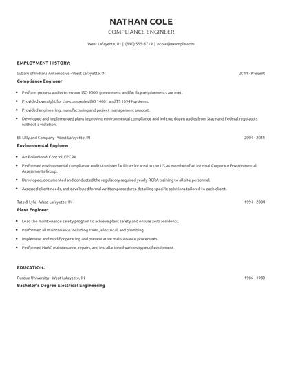 Compliance Engineer Resume