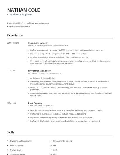Compliance Engineer Resume