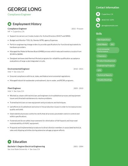 Compliance Engineer Resume