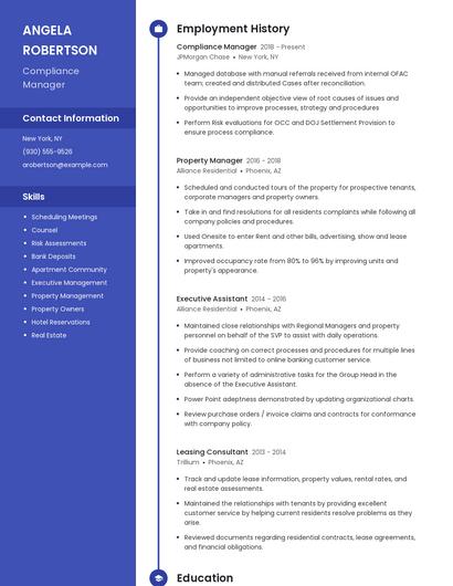 Compliance Manager Resume