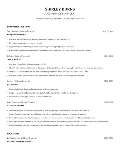 Compliance Manager Resume