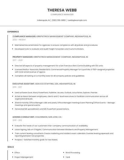Compliance Manager Resume