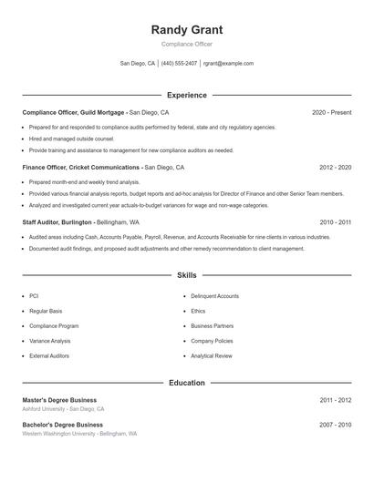 Resume example 1