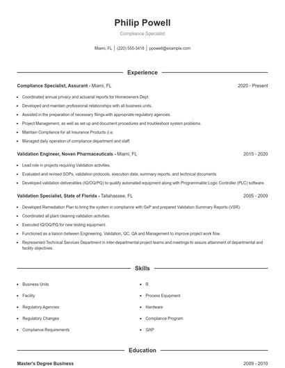 Resume example 1