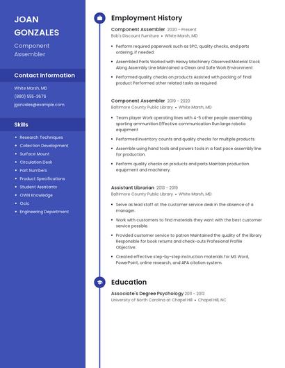 Component Assembler Resume